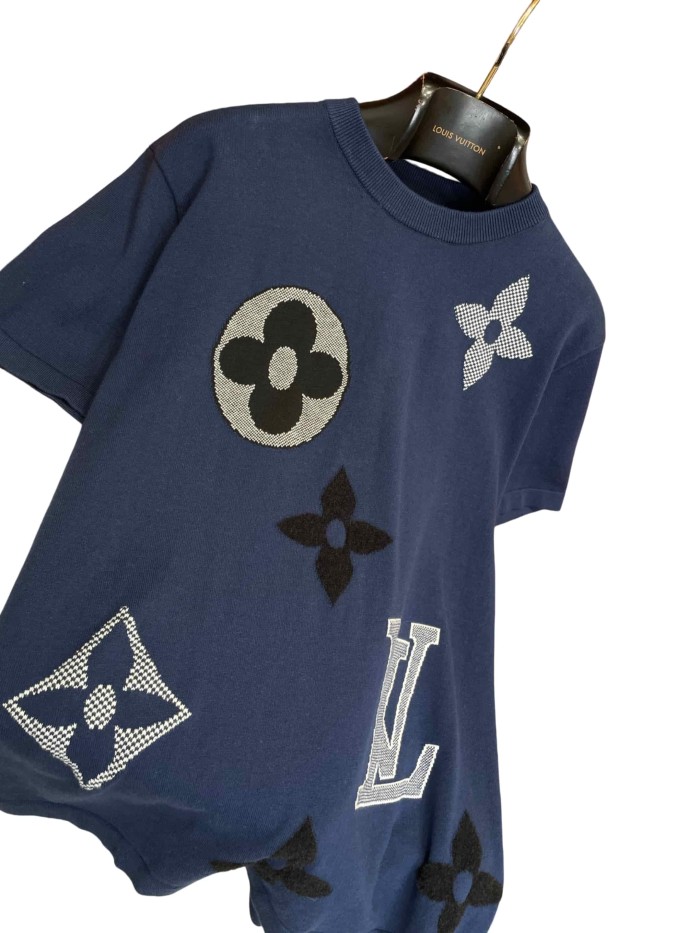 1:1 quality version Flower Contrast Jacquard Knitted T-Shirt 28968088
