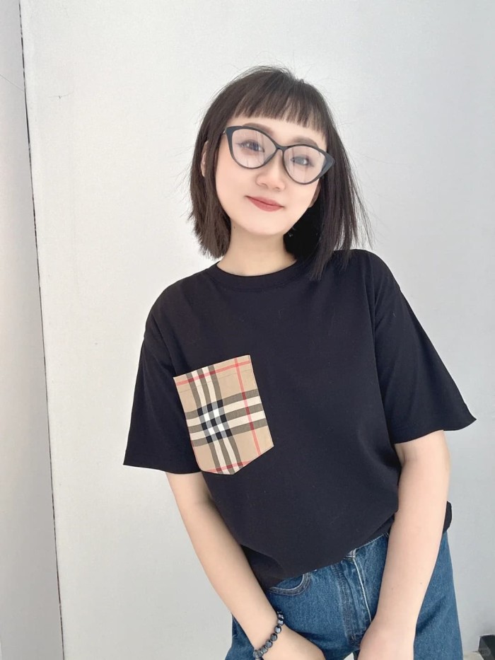 1:1 quality version  Plaid pocket crew neck T-shirt 2 colors 28967957