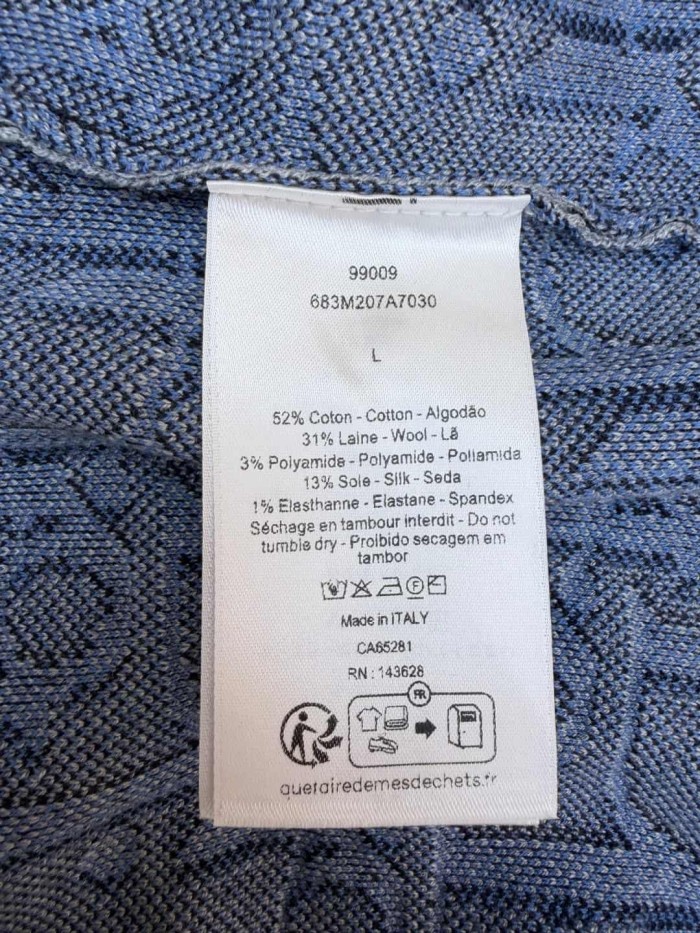 1:1 quality version Dark Blue Color-Blocked Jacquard Knit T-shirt 28968062