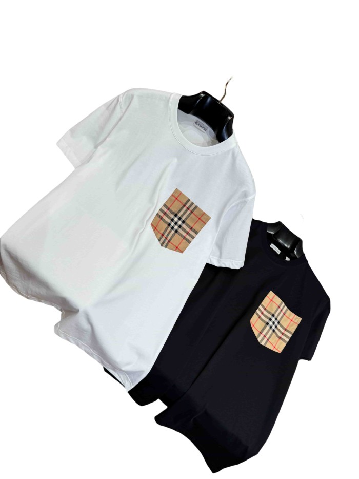 1:1 quality version  Plaid pocket crew neck T-shirt 2 colors 28967957
