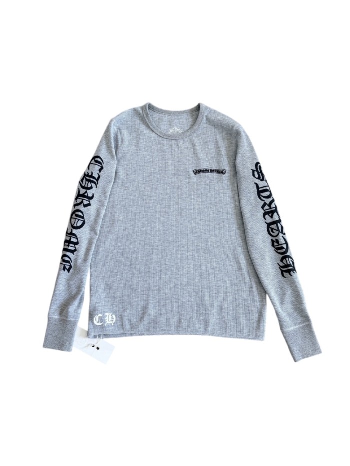 1:1 quality version Waffle Fabric Sanskrit Print Long Sleeve T-Shirt 3 colors 28969329