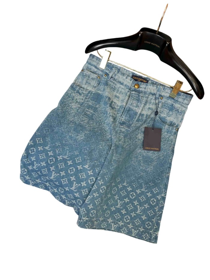 1:1 quality version Vintage Monogram Gradient Jacquard High-Rise Washed Denim Shorts 28968599