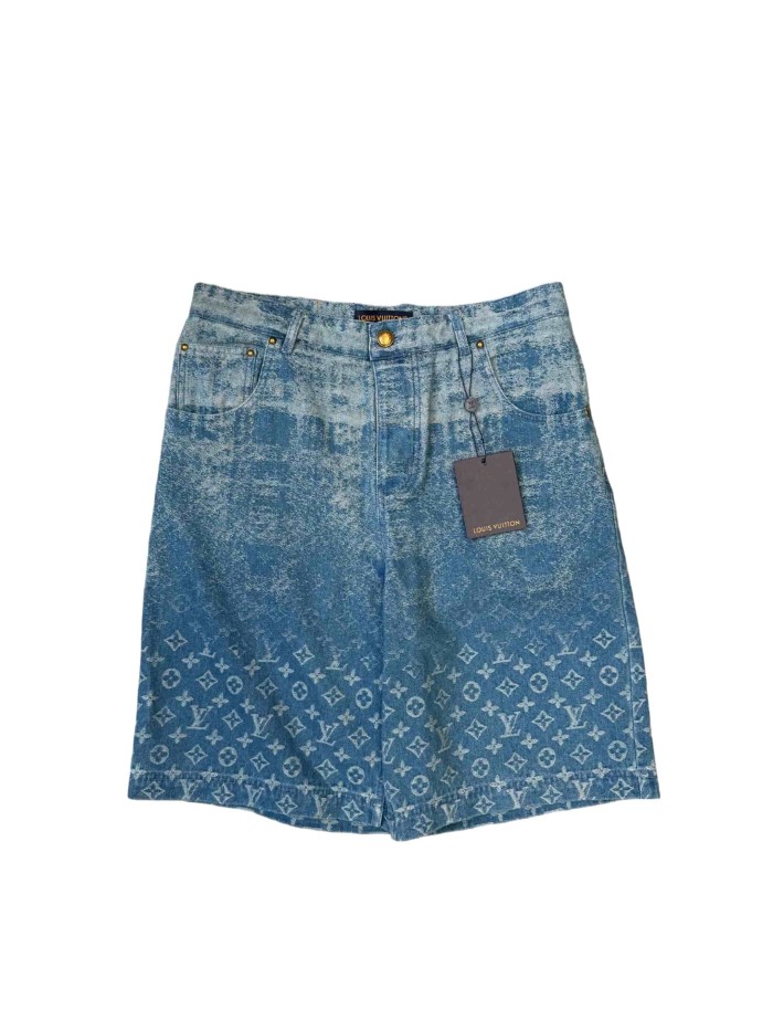 1:1 quality version Vintage Monogram Gradient Jacquard High-Rise Washed Denim Shorts 28968599