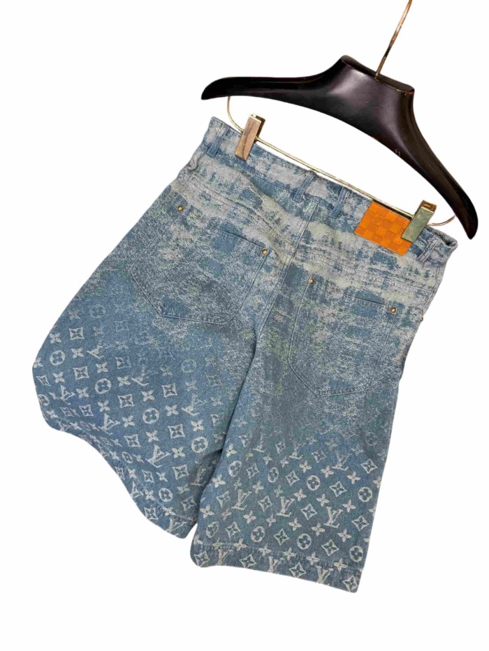 1:1 quality version Vintage Monogram Gradient Jacquard High-Rise Washed Denim Shorts 28968599