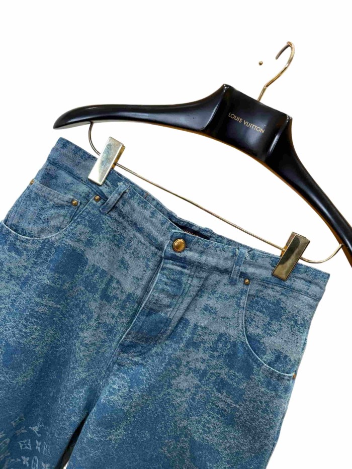 1:1 quality version Vintage Monogram Gradient Jacquard High-Rise Washed Denim Shorts 28968599