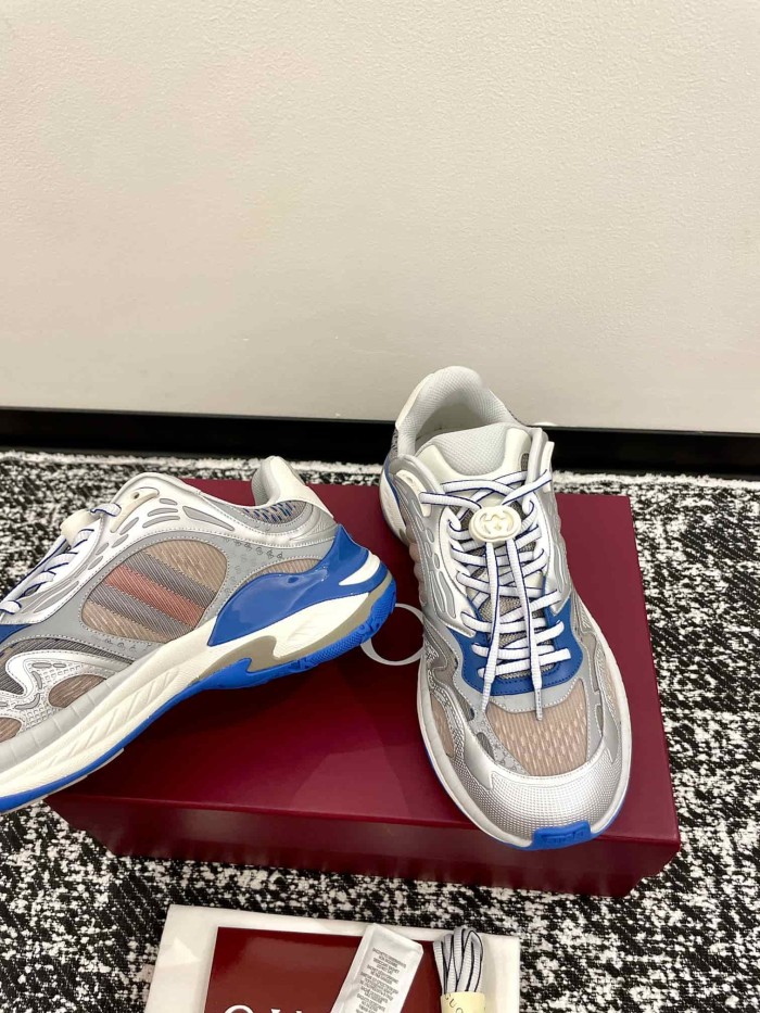 1:1 quality version Gucci Green Grey Mesh Low Top Dad Sneakers Casual Lace-Up Shoes 2 colors 28974572