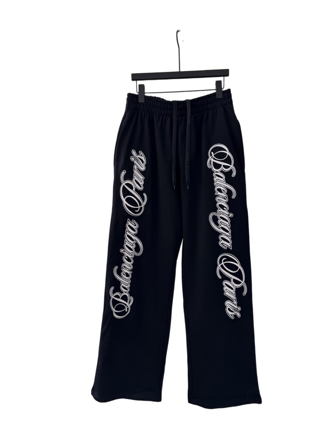 1:1 quality version Contrast Color Cursive Letter Matte Embroidered Sweatpants 2 colors 28974531