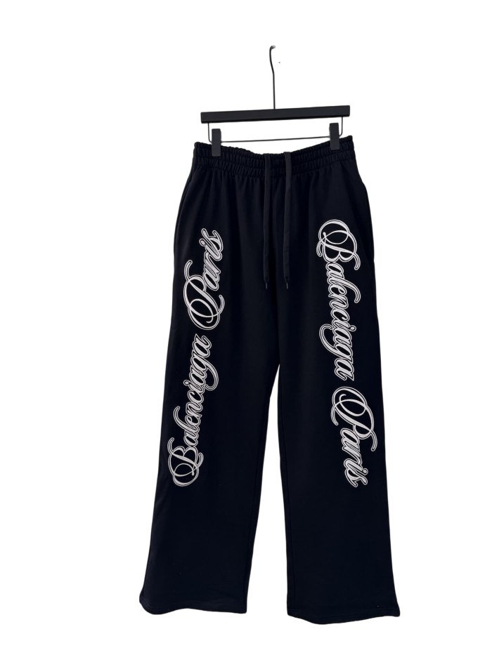 1:1 quality version Contrast Color Cursive Letter Matte Embroidered Sweatpants 2 colors 28974531