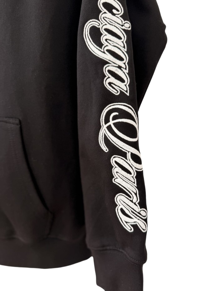 1:1 quality version Two-Sleeve Cursive Letter Matte Embroidered Hoodie 2 colors 28974530