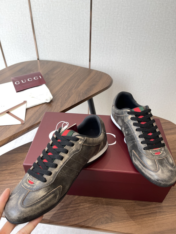 [plus-size shoes]1:1 quality version Leather Green Red Web Vintage Shoes 5 colors 28974025