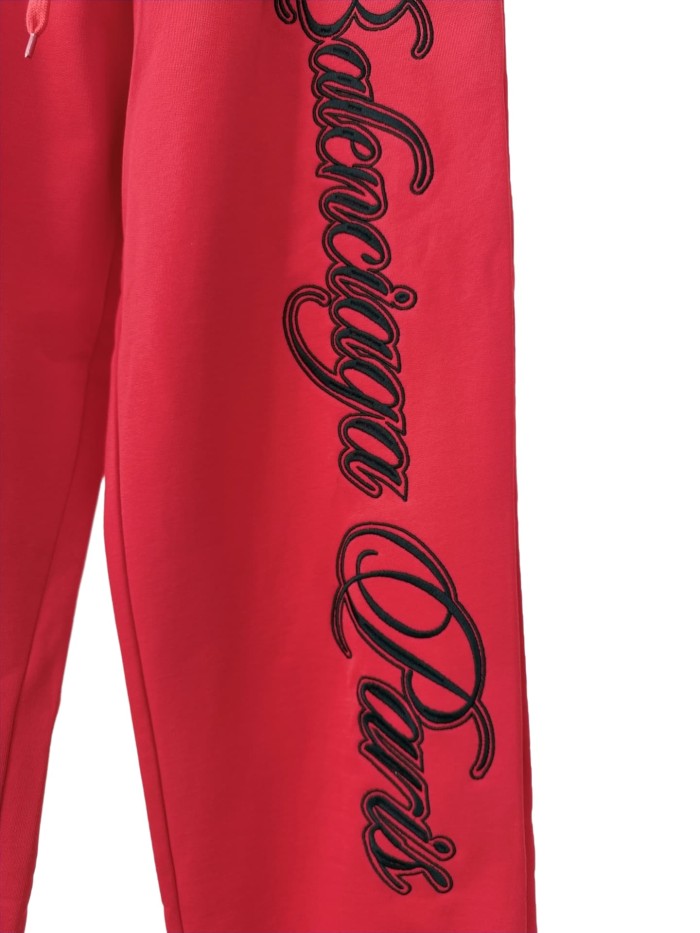 1:1 quality version Contrast Color Cursive Letter Matte Embroidered Sweatpants 2 colors 28974531