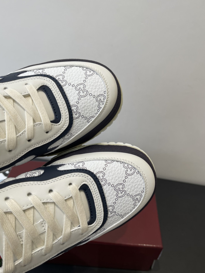 1:1 quality version Gucci White Navy GG Leather Low Top Sneakers Shoes 28974392