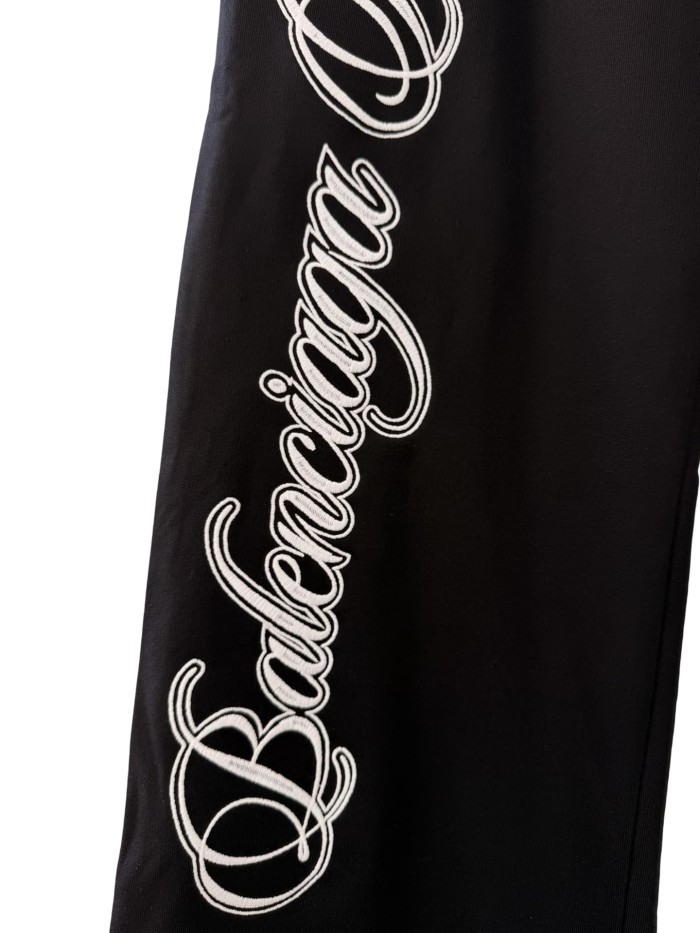 1:1 quality version Contrast Color Cursive Letter Matte Embroidered Sweatpants 2 colors 28974531