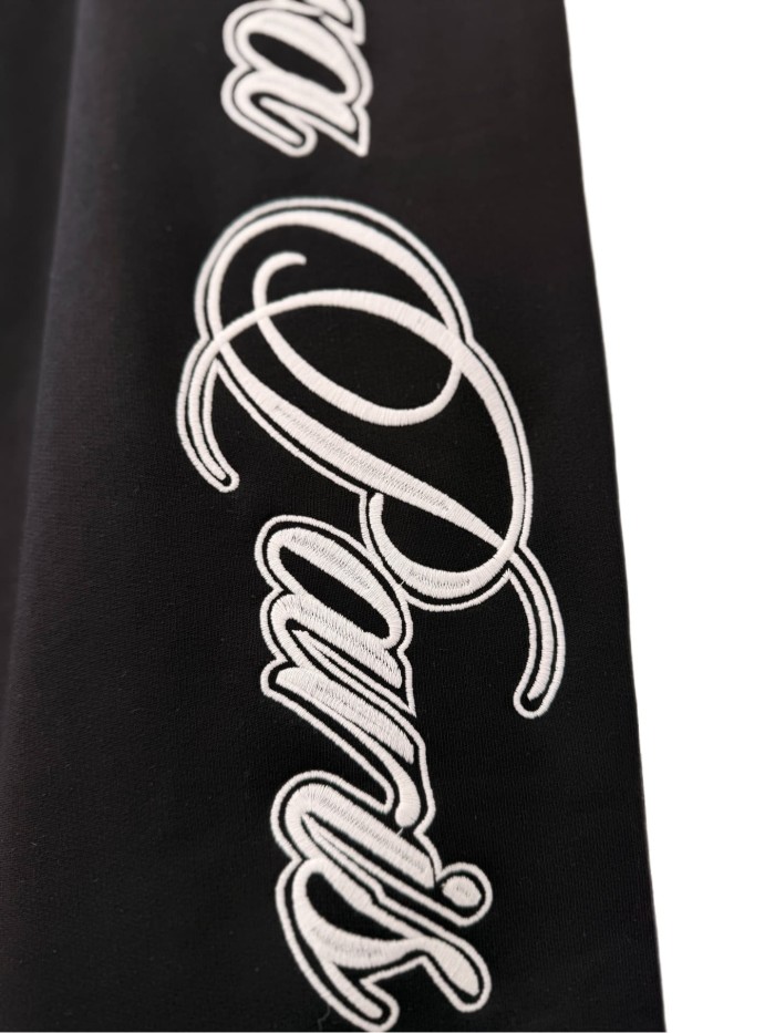1:1 quality version Contrast Color Cursive Letter Matte Embroidered Sweatpants 2 colors 28974531
