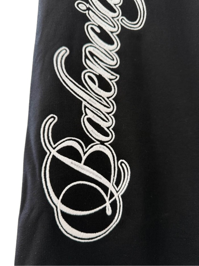 1:1 quality version Contrast Color Cursive Letter Matte Embroidered Sweatpants 2 colors 28974531