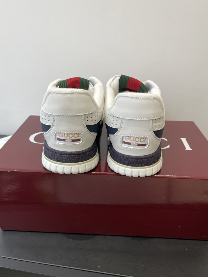 1:1 quality version Gucci White Navy GG Leather Low Top Sneakers Shoes 28974392