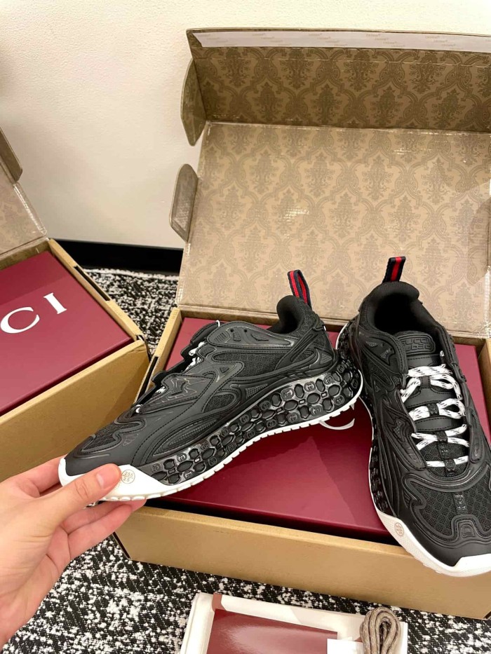 1:1 quality version Gucci Black White Mesh Low Top Sneakers Casual Techwear Shoes 28974540