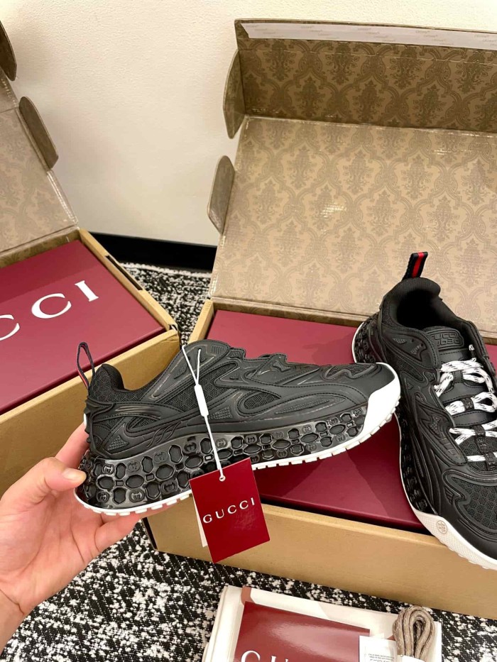1:1 quality version Gucci Black White Mesh Low Top Sneakers Casual Techwear Shoes 28974540