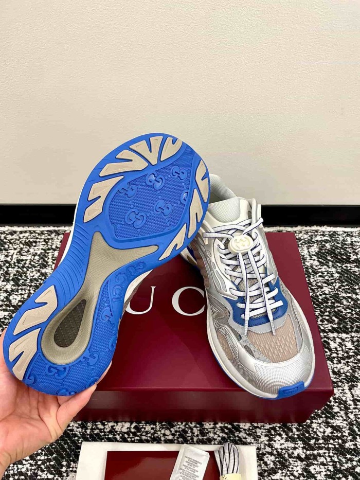 1:1 quality version Gucci Green Grey Mesh Low Top Dad Sneakers Casual Lace-Up Shoes 2 colors 28974572