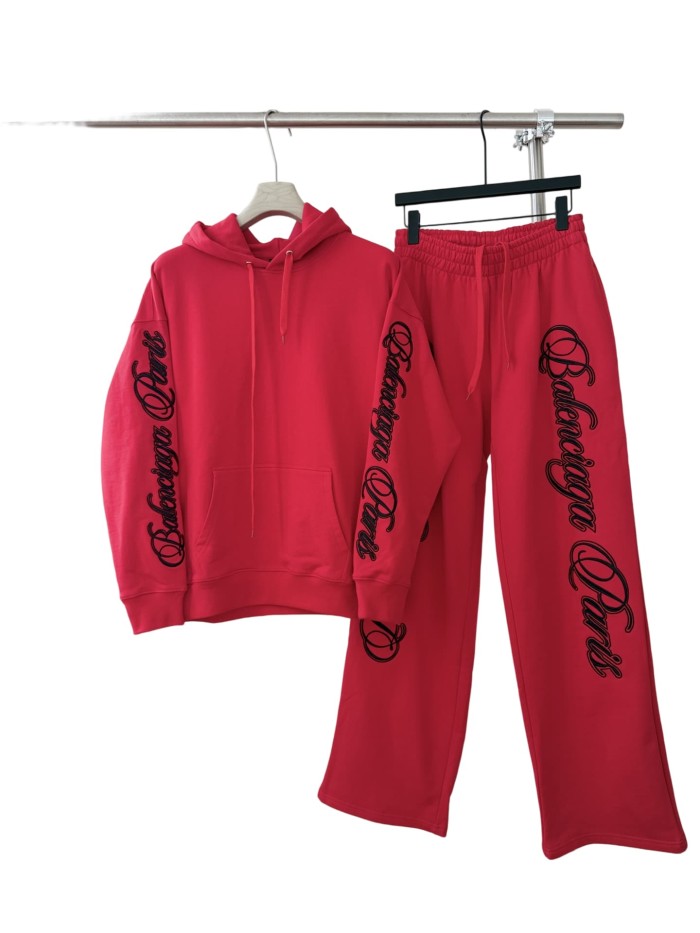 1:1 quality version Two-Sleeve Cursive Letter Matte Embroidered Hoodie 2 colors 28974530