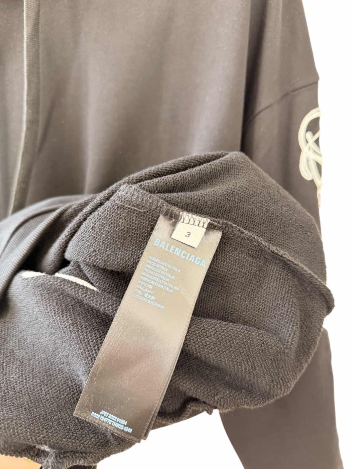1:1 quality version Two-Sleeve Cursive Letter Matte Embroidered Hoodie 2 colors 28974530