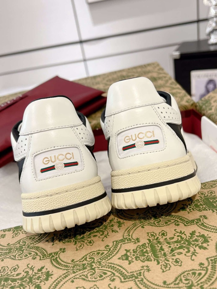 1:1 quality version Re-Web White Burgundy Leather Sneakers with Web Detail Retro Shoes 2 colors 28974481