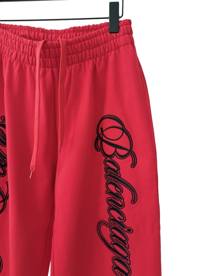1:1 quality version Contrast Color Cursive Letter Matte Embroidered Sweatpants 2 colors 28974531