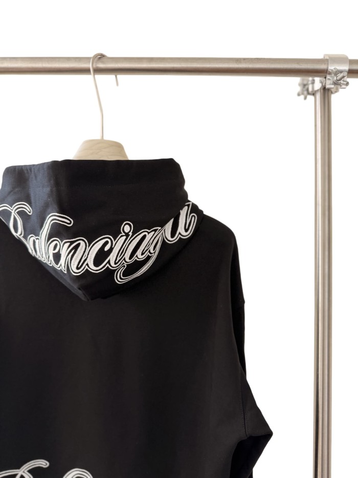 1:1 quality version Two-Sleeve Cursive Letter Matte Embroidered Hoodie 2 colors 28974530