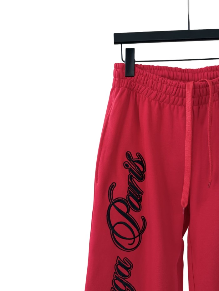 1:1 quality version Contrast Color Cursive Letter Matte Embroidered Sweatpants 2 colors 28974531