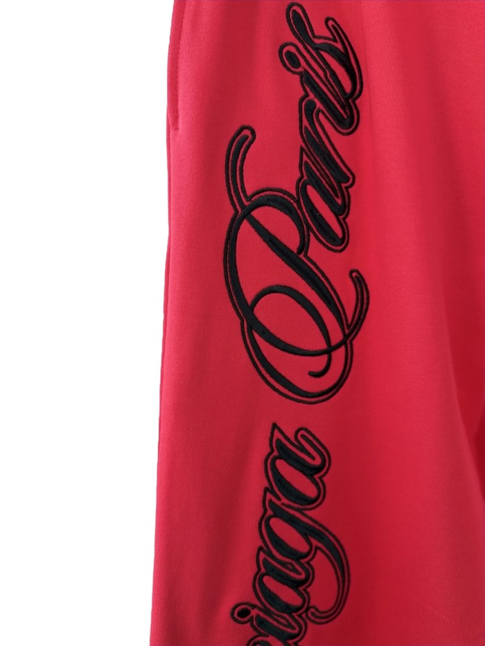 1:1 quality version Contrast Color Cursive Letter Matte Embroidered Sweatpants 2 colors 28974531
