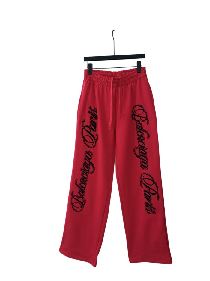 1:1 quality version Contrast Color Cursive Letter Matte Embroidered Sweatpants 2 colors 28974531