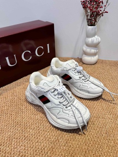 1:1 quality version Gucci White Leather Low Top Dad Sneakers Casual Web Detail Shoes 28974551