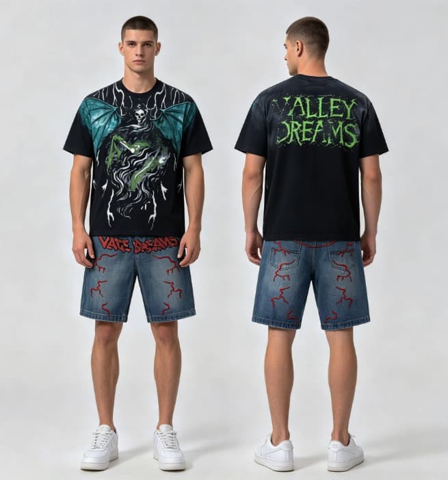 Vintage Washed Grim Reaper Print Loose Fit Streetwear T-Shirt 28978080
