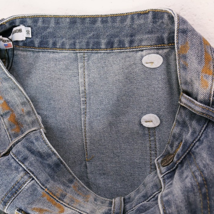 Letter Embroidery Vintage Washed Wide Leg Cargo Denim Jeans 2 colors 28978099