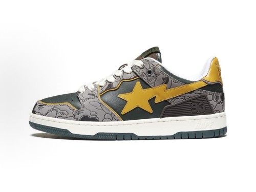 Sk8 Sta Low 1st Camo Retro Skateboarding Shoes Gray Green Leather Sneakers 28977804