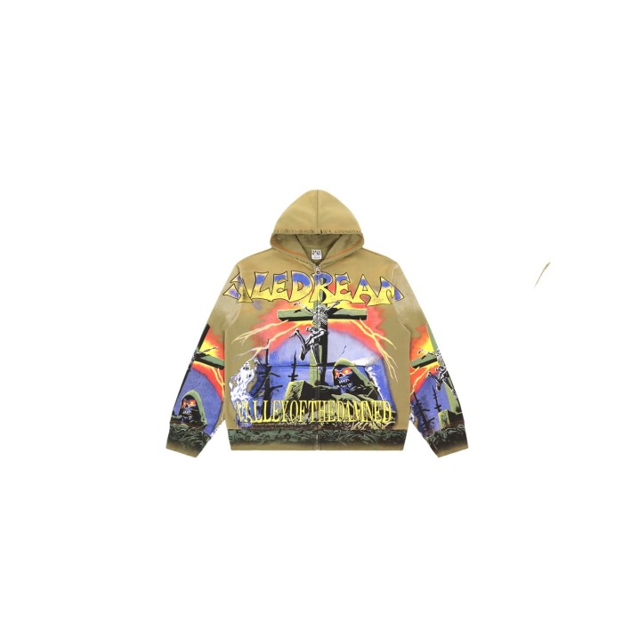 Dark Aesthetic Grim Reaper Graphic Distressed Zip Hoodie 28978141