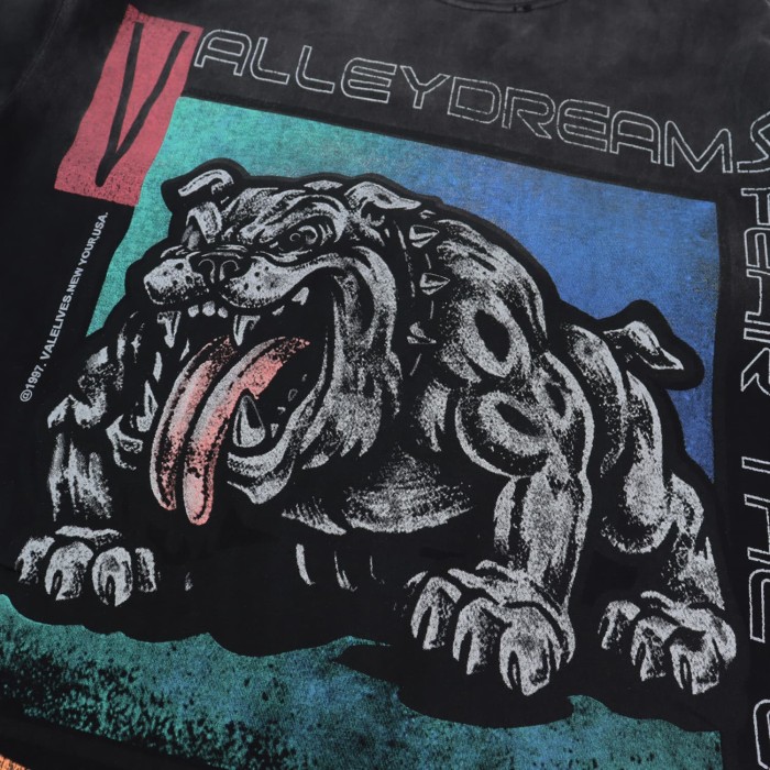 Vintage Bulldog Print Washed Oversized Streetwear T-Shirt 2 colors 28978073