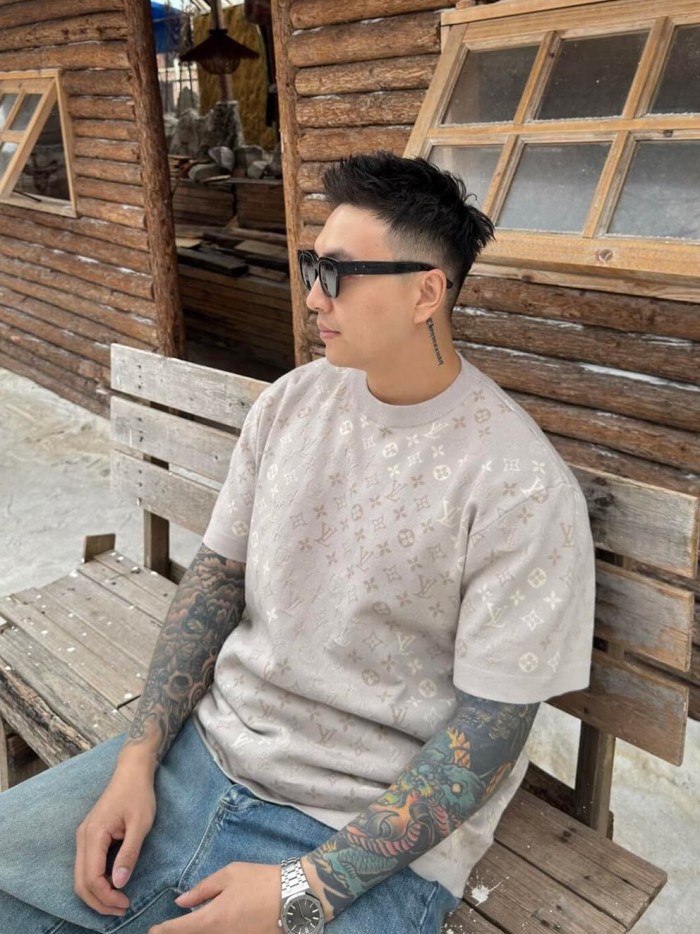 1:1 quality version Monogram Wool Jacquard Crew Neck Tee 28978909