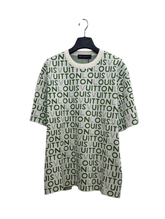 1:1 quality version Intarsia All-Over Letter Logo Knitted Tee 28978910