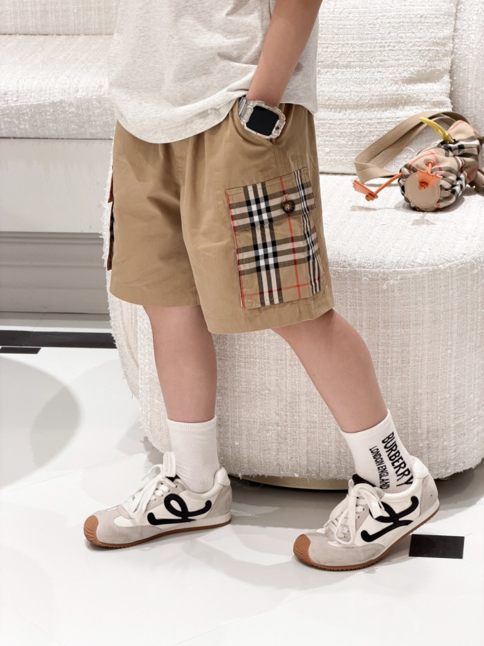 Spliced Checkered Pocket Five-point Shorts for Kids 2 colors 28999229