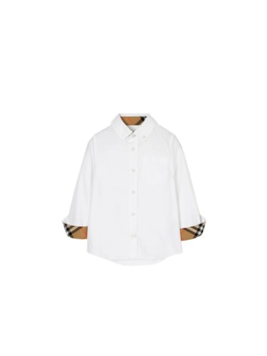 White Oxford Spliced Check Long-Sleeve Shirt for Kids 28999280