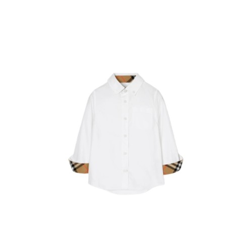 White Oxford Spliced Check Long-Sleeve Shirt for Kids 28999280