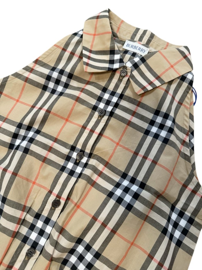 Khaki Check Girls Sleeveless Top &  Shorts Set  for Kids 29000439