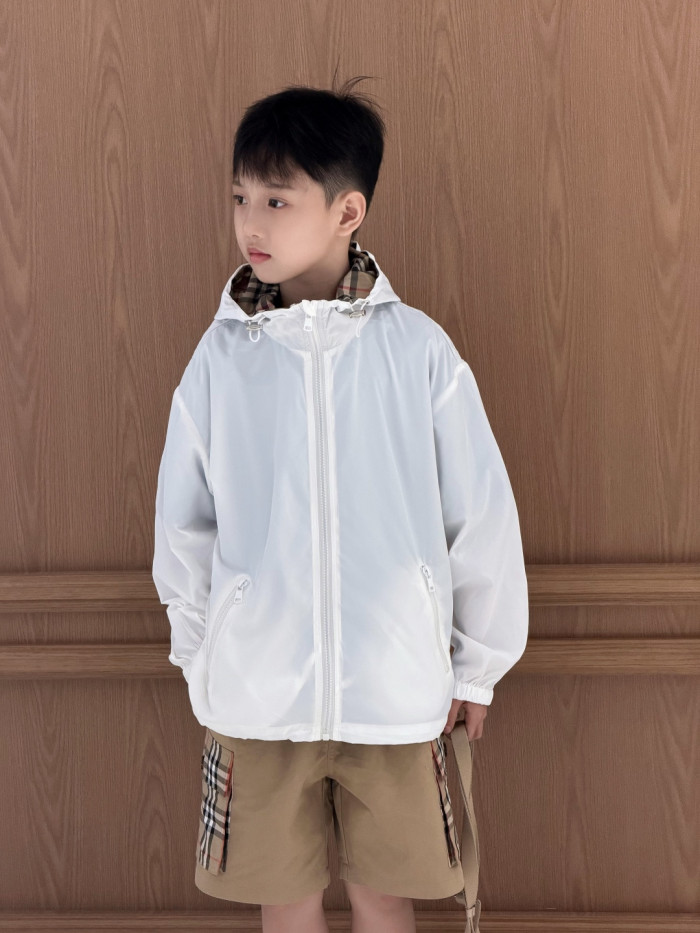 Reversible Check Waterproof Windproof Lightweight Hooded Jacket for Kids 2 colors 29000388