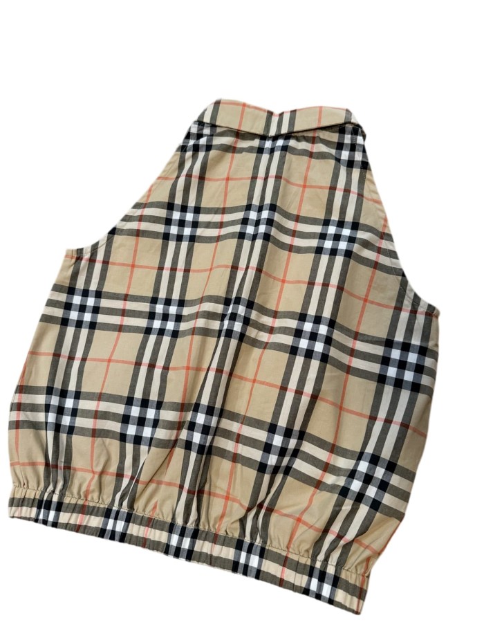 Khaki Check Girls Sleeveless Top &  Shorts Set  for Kids 29000439