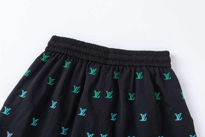 Gradient Rainbow Monogram Embroidered Elastic Waist Drawstring Shorts for Kids 29006074