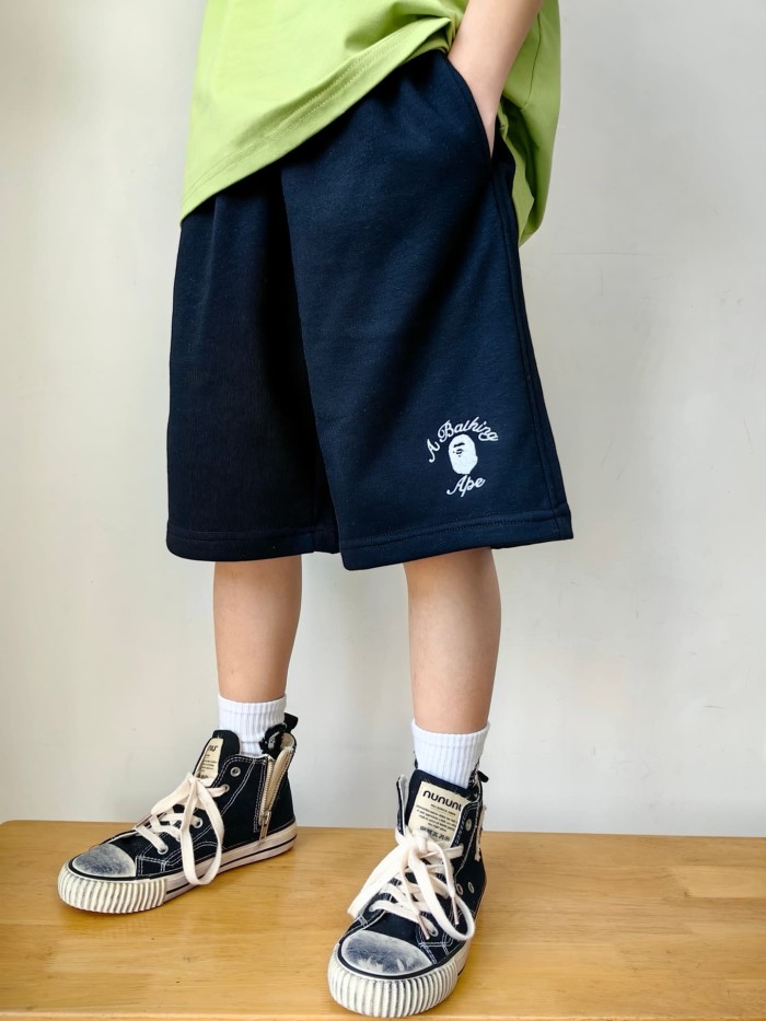 Ape Head Embroidered Terry Sweat Shorts for Kids 2 colors 29006155