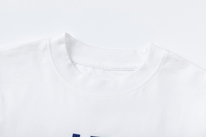 Flocked Environmental Blue Letter Print T-shirt for Kids 29006091