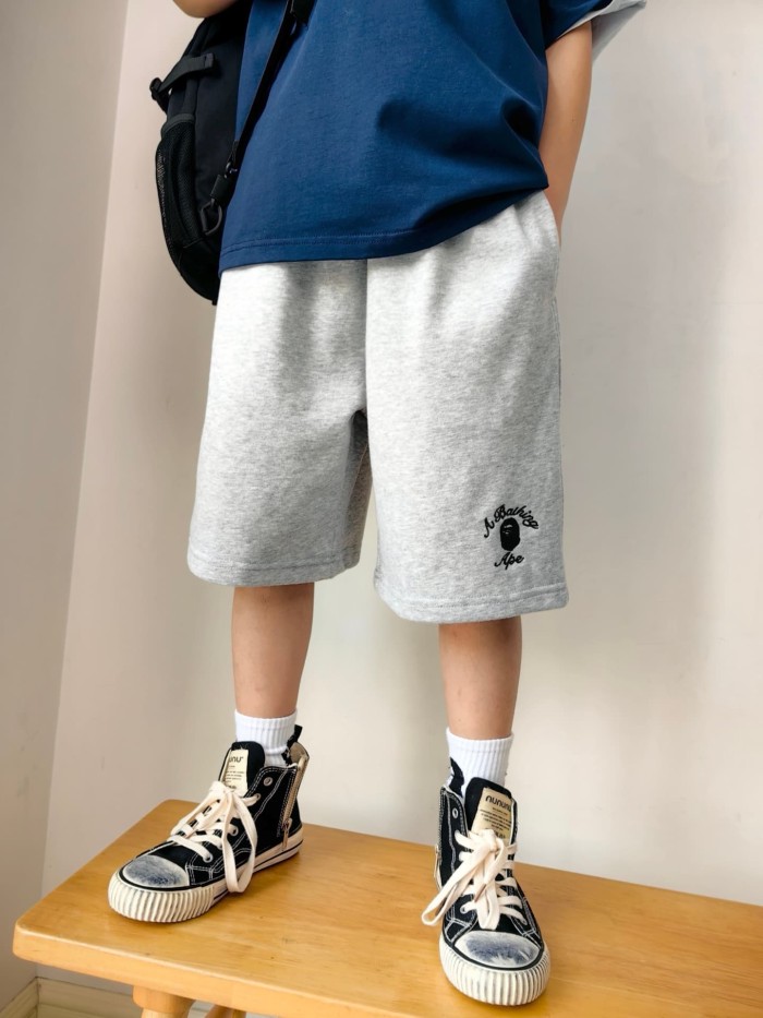 Ape Head Embroidered Terry Sweat Shorts for Kids 2 colors 29006155