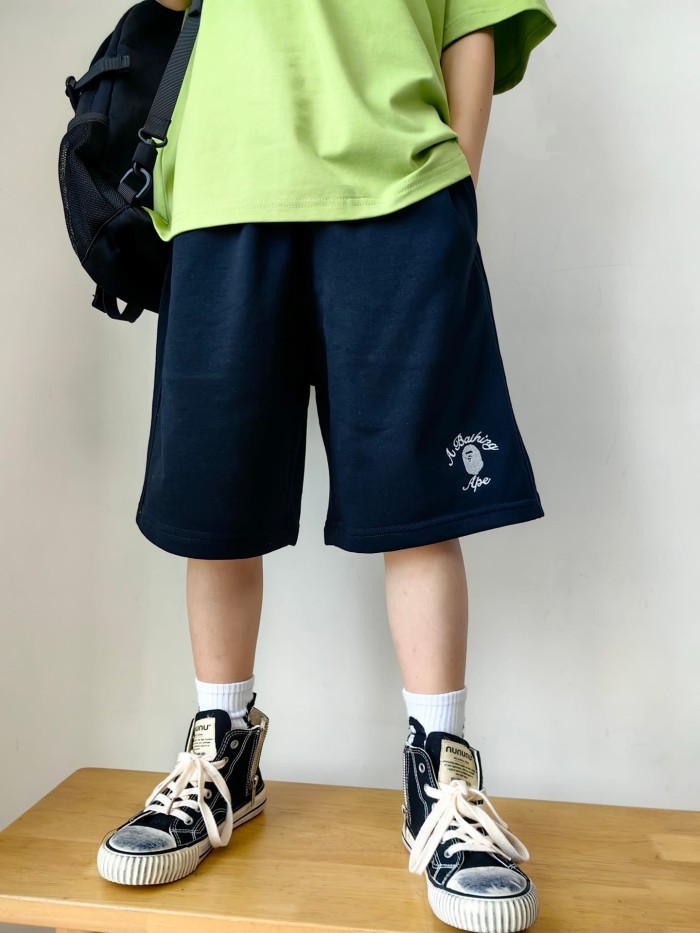 Ape Head Embroidered Terry Sweat Shorts for Kids 2 colors 29006155